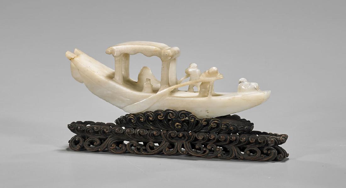 Antique Chinese Carved Jade Boat (1 of 2)