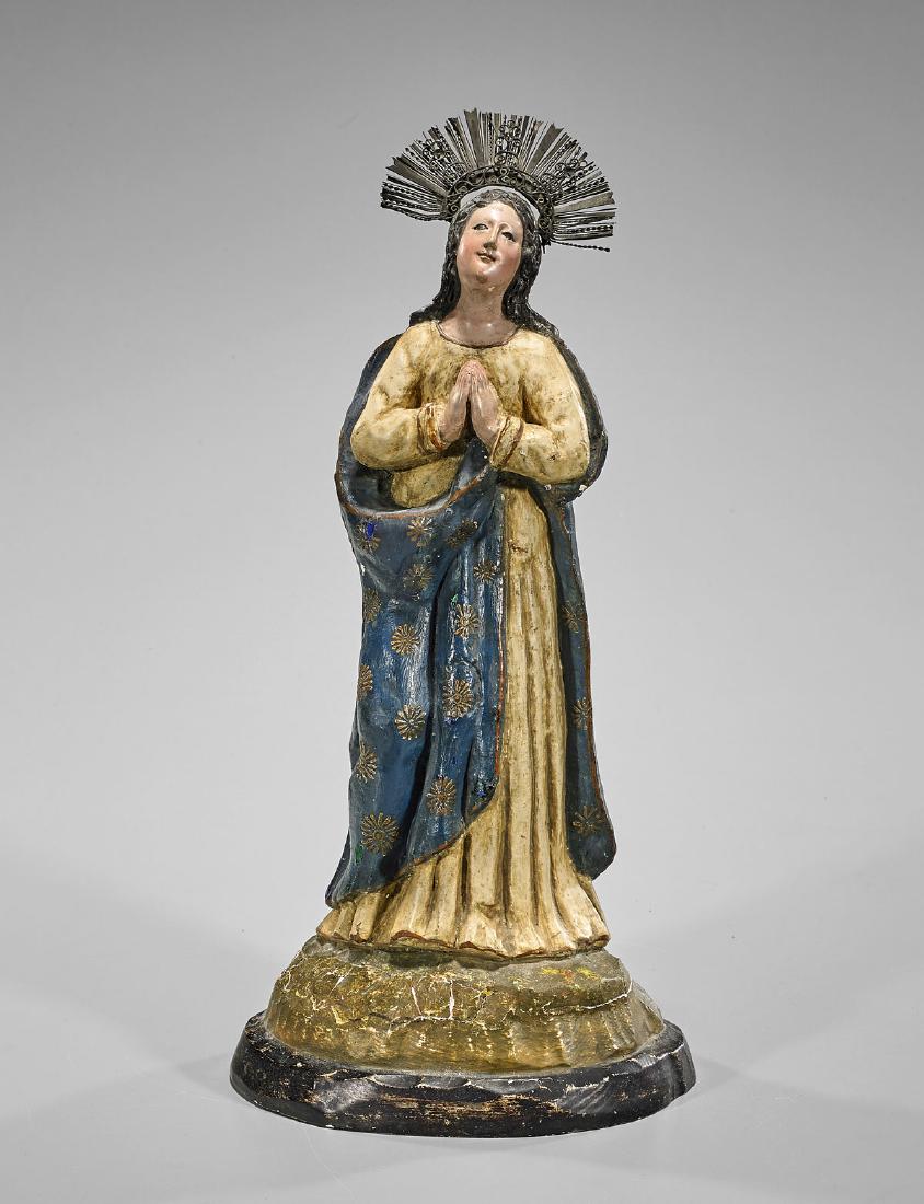 Antique Spanish Colonial Figure: Madonna (1 of 2)