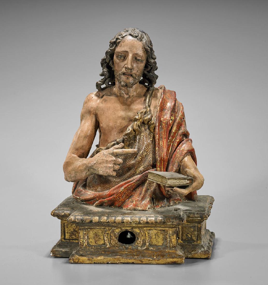 Antique Wood Reliquary-Style Bust (1 of 2)