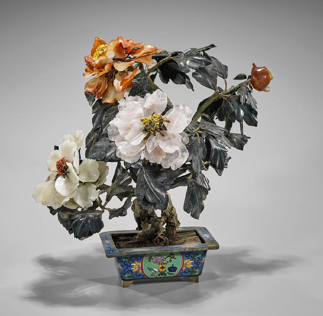 Large Antique Flowering "Tree" in Cloisonne Planter (1 of 1)