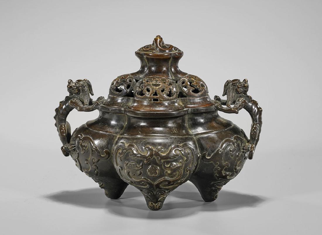 Elaborate Chinese Bronze Censer (1 of 3)