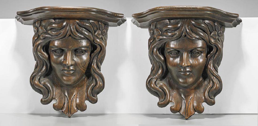 Pair Carved Wood Figural Corbels (1 of 1)