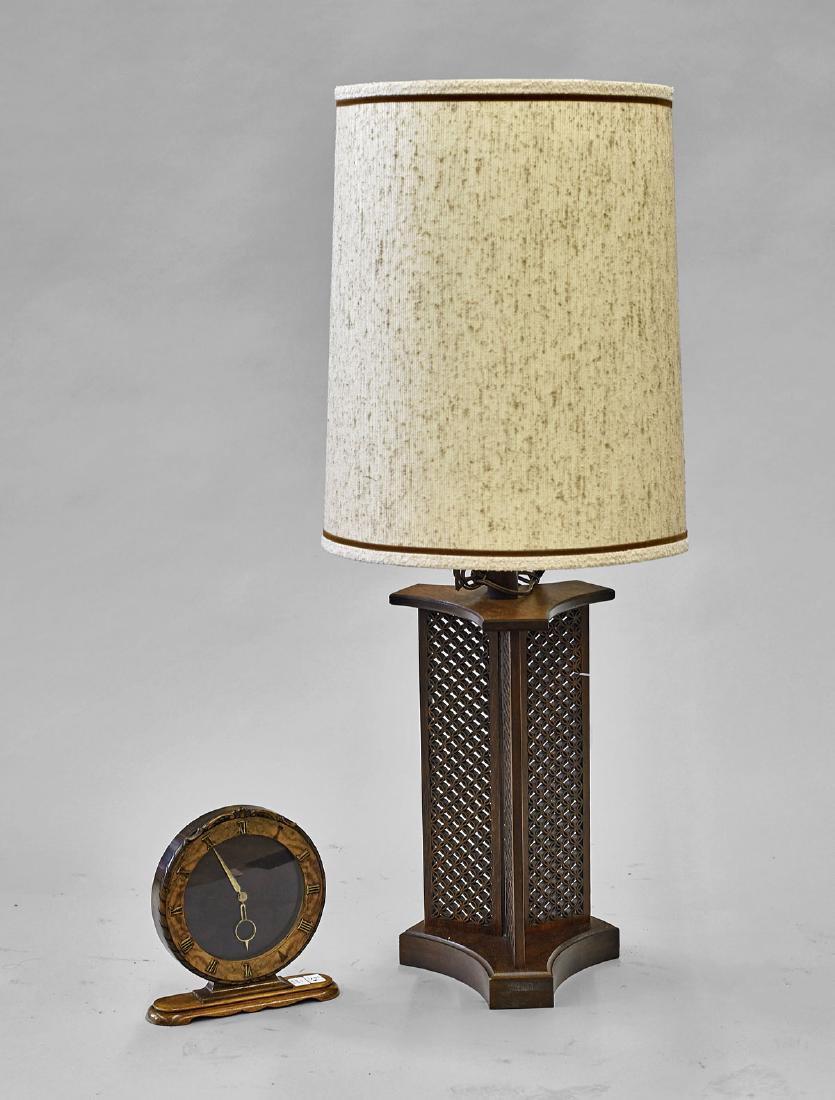Two Vintage Wood Fixtures: Lamp & Clock (1 of 1)