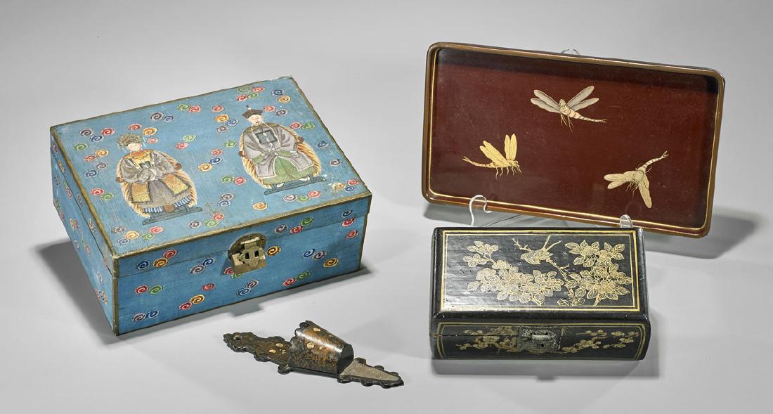 Four Various Chinese Items: Boxes, Tray & Match Holder (1 of 1)