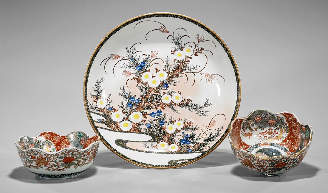 Three Antique Japanese Porcelains: Bowls & Charger (1 of 2)