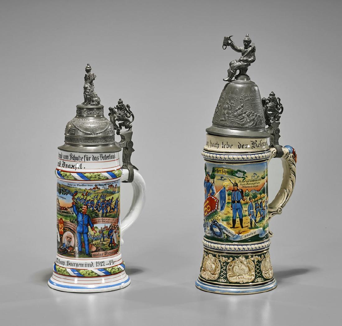 Two German Regimental-Style Beer Steins (1 of 2)