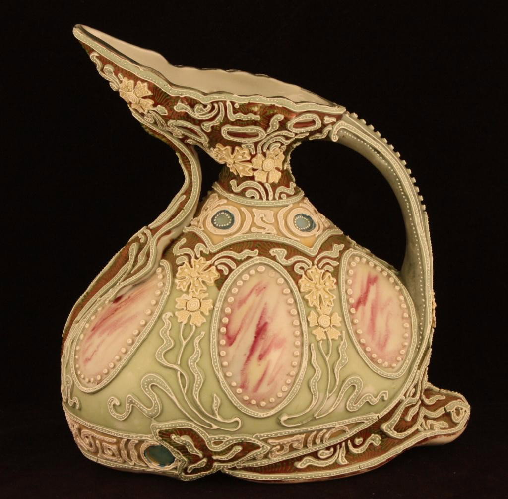 NIPPON Moriage Ewer: 7.5" tall. Six windows. Unmarked. Excellent cond.