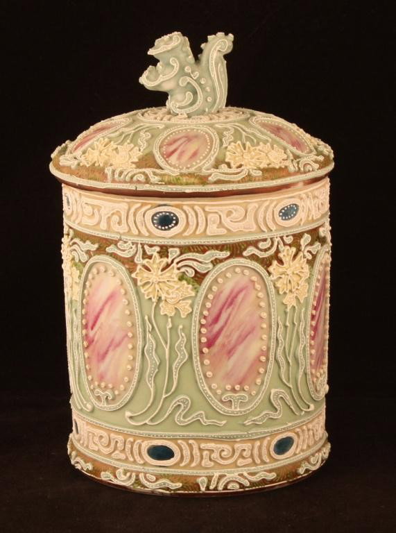 NIPPON Moraige Figural Humidor: 8" tall. Unmarked. Excellent condition