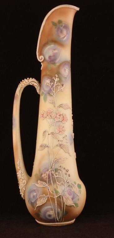 NIPPON Moriage Single Handle Ewer: 8.75". Mark 90. Excellent condition.