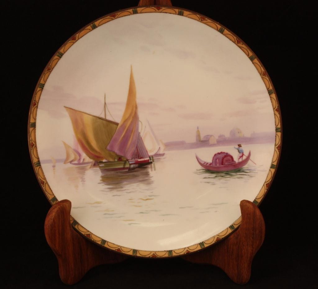 NIPPON Boat Scene Wall Plaque: 10" diameter. Mark 47, Excellent condition.