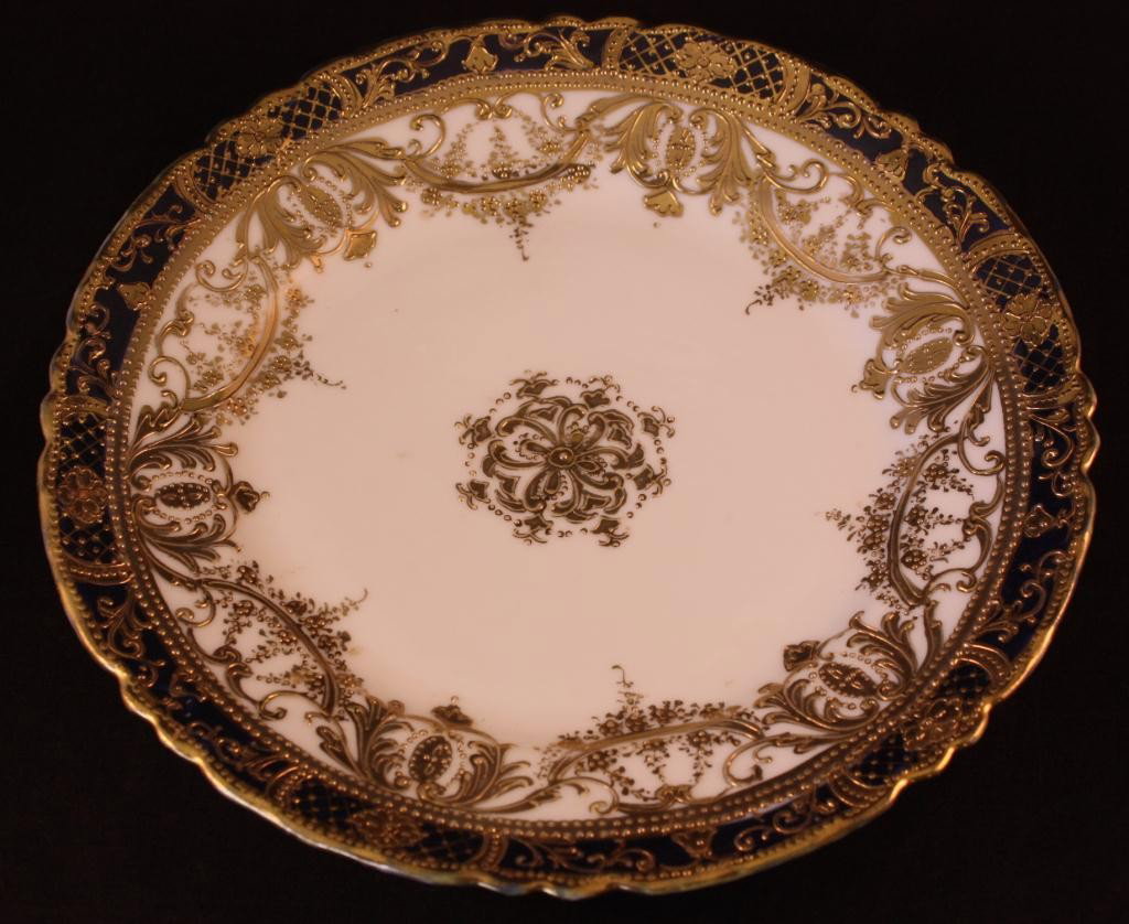 NIPPON Cobalt and Gold Decorated Plate: 7 3/4" diameter, minor gold loss