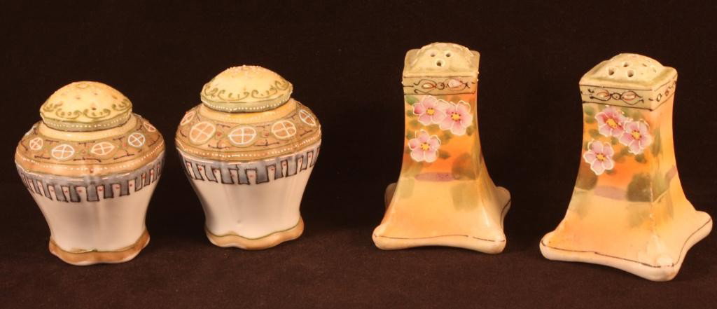 NIPPON Salt and Pepper Shakers with Moriage Decora: excellent condition
