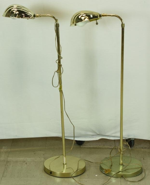 Pair of Brass Shell Floor Lamps: 42"H
