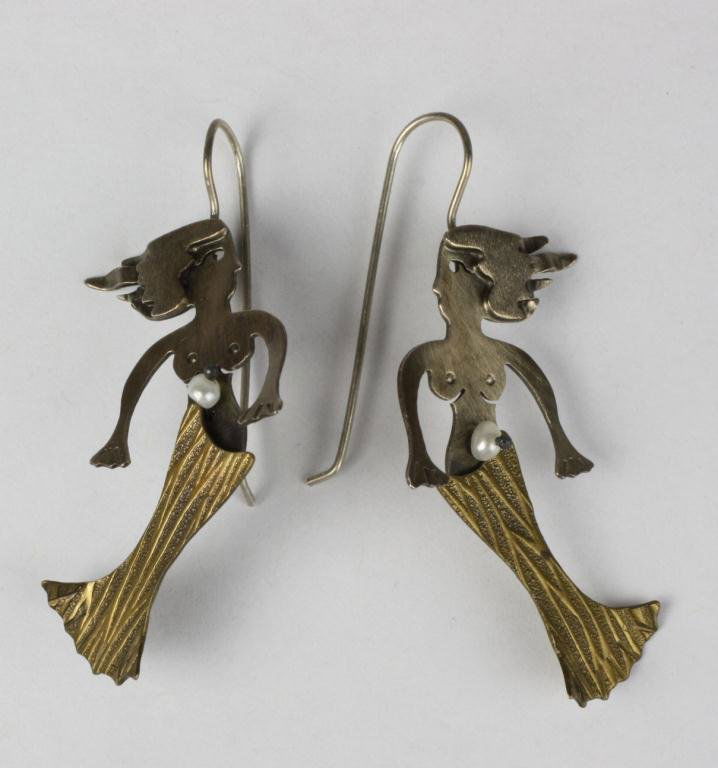 Thomas Mann Signed Mermaid Earrings