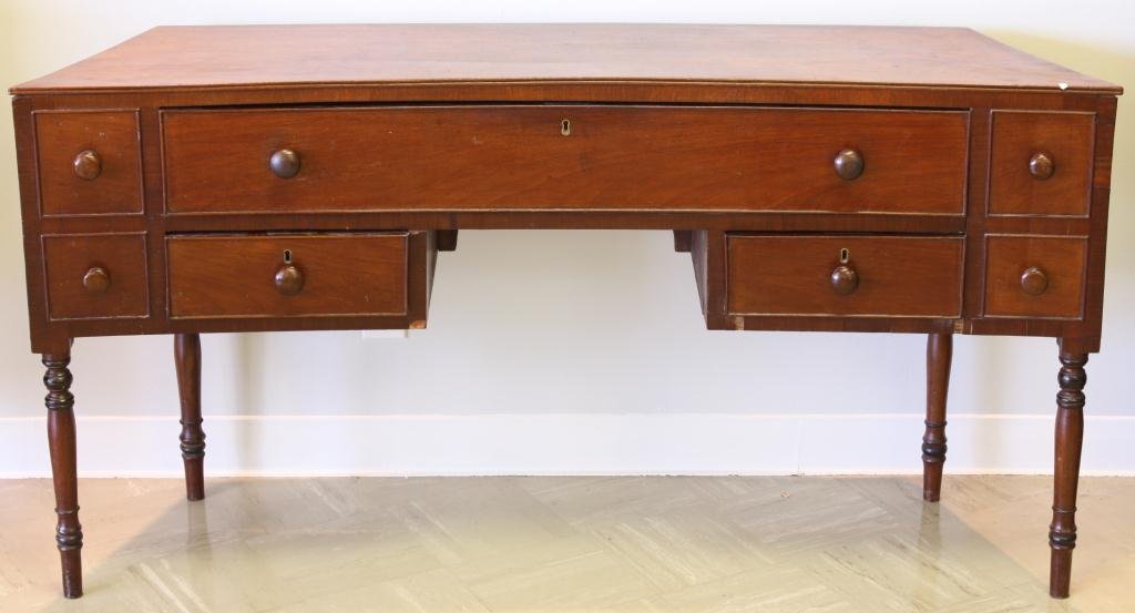 Unusual Sheraton Mahogany Concave Sideboard c 1810: Have copy of Antique Magazine from 1973 showing advertisement for this piece 30" H 15" D 58.5" W