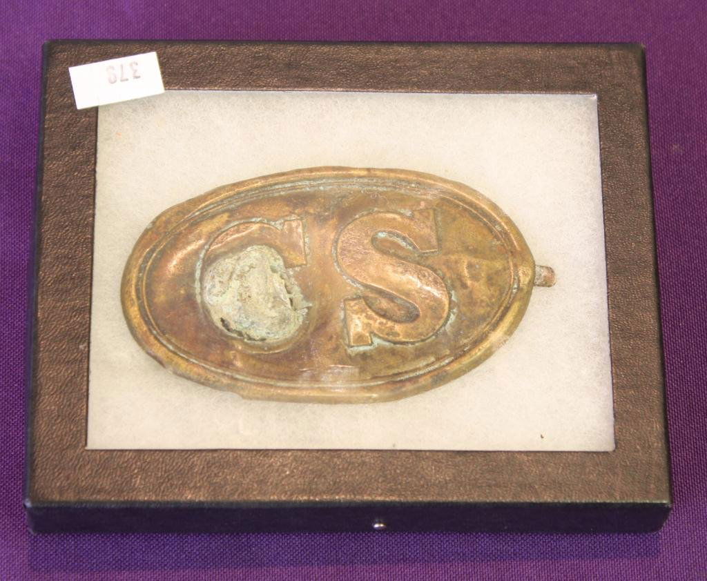 Confederate Civil War Belt Buckle: Believed to be replica 3 1/2" x 2 1/4"