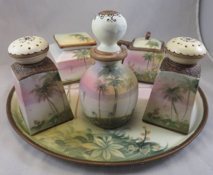 Hard-to Find 9 Piece Moriage Palm Trees Set with Tray, (1 of 8)