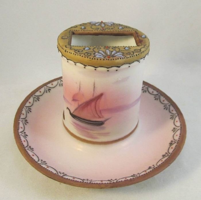 Unique Antique Nippon Match Box Holder with Egyptian (1 of 6)