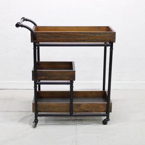 Industrial Wood Trolley: New Item, Industrial wood and metal cocktail cart