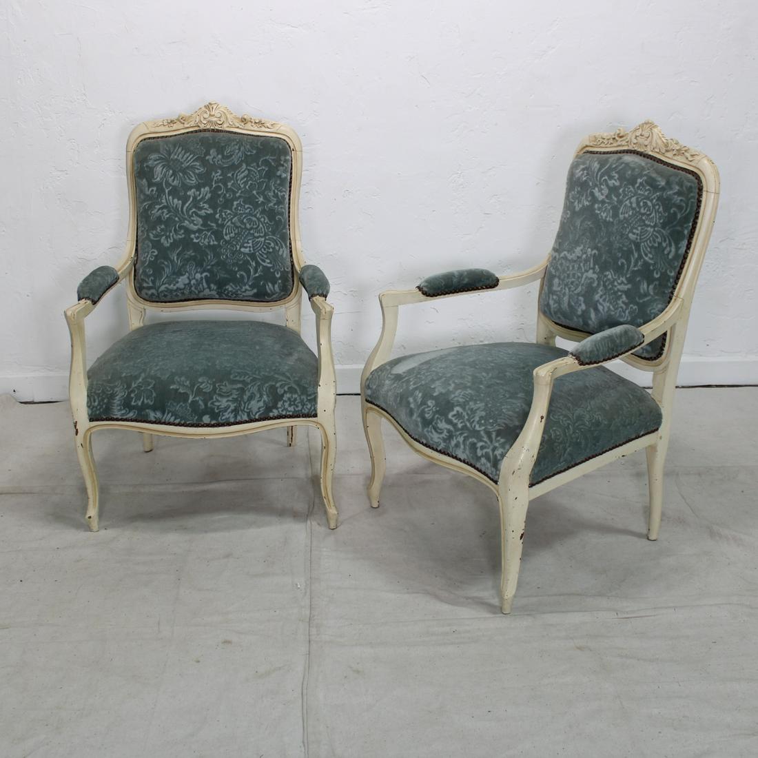 Pair of Louis XV Style Painted Chairs (1 of 4)
