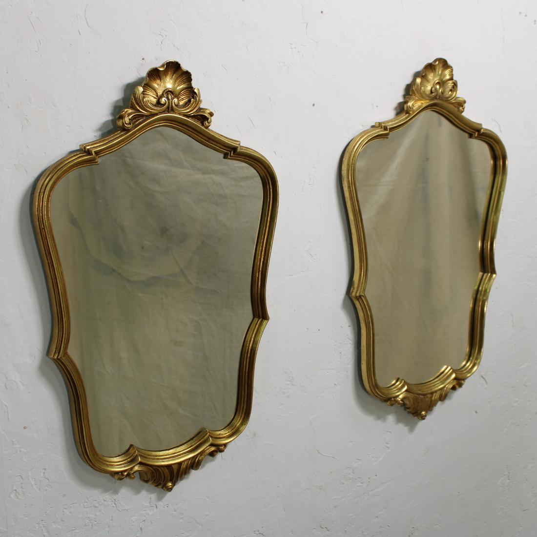 Pair Louis XV rocaille style gold mirrors (1 of 3)