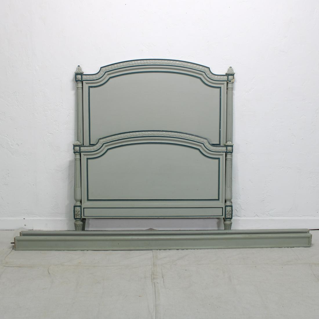 French Painted Bed #1: Louis XVI style painted beds in beech . Bed matches lot 119 but is painted with a different finish