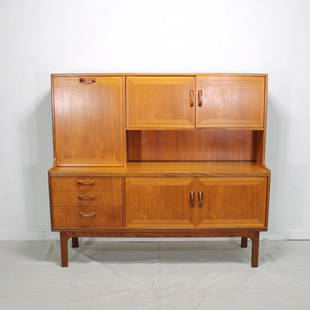 "Sierra" Hutch By G-Plan: This Danish Modern Style cocktail cabinet is British and made by Mid Century Modern Furniture Maker G Plan ( Gplan ). 58in tall x 64 wide x 19 deep