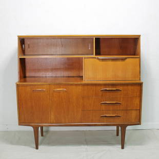 Mid Century Modern Cocktail Cabinet: This Danish Modern Style cocktail cabinet is British. 51 in tall x 55 wide x 17 deep