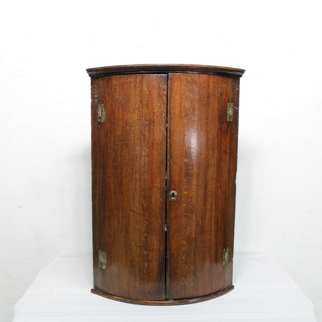 Oak Bow Front Corner Cabinet (1 of 3)