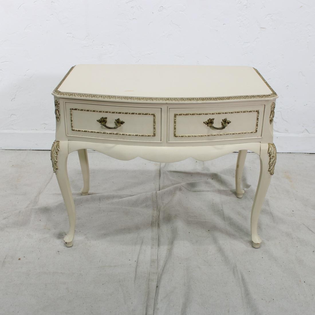 White painted two drawer table (1 of 4)