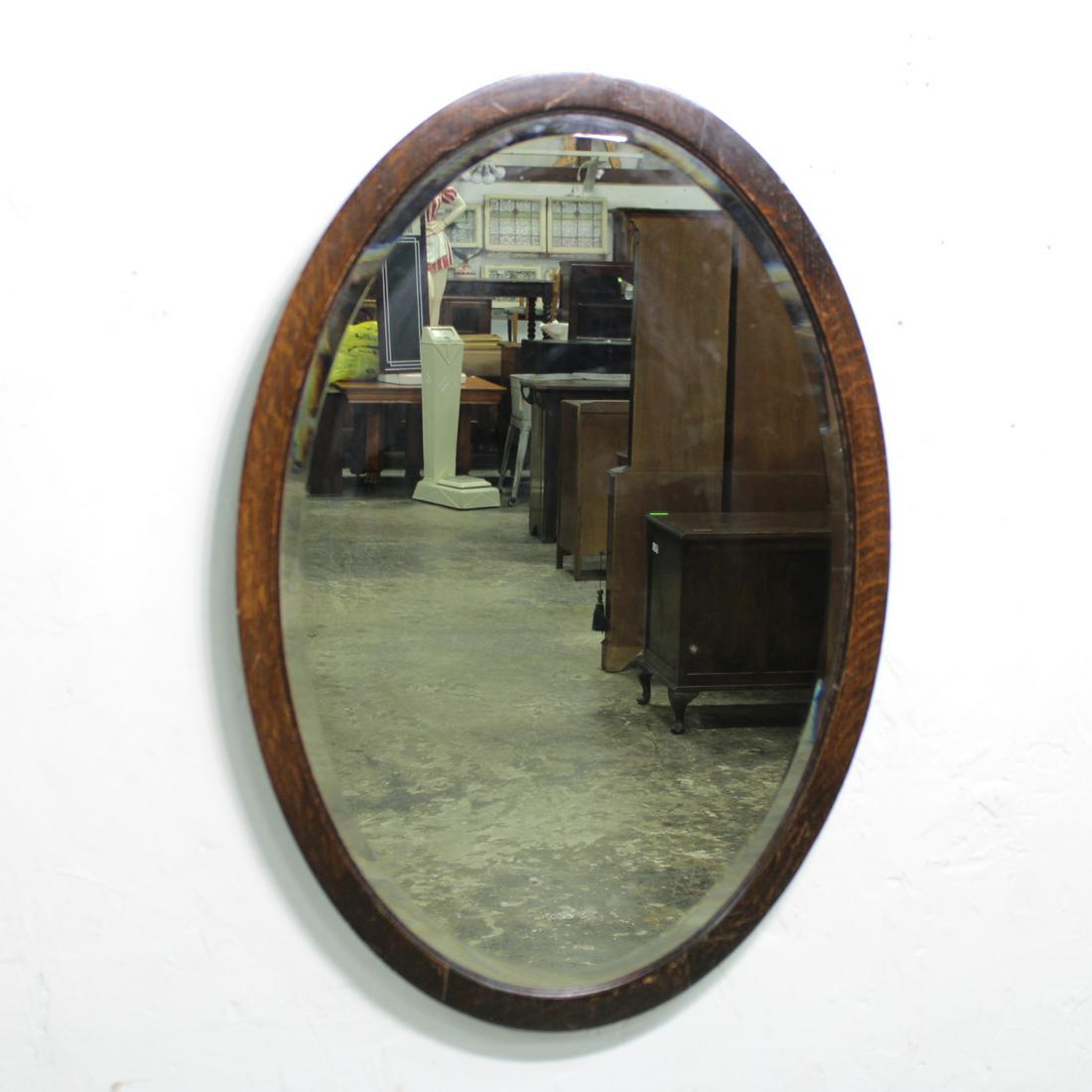 Oak Framed Beveled Mirror (1 of 2)