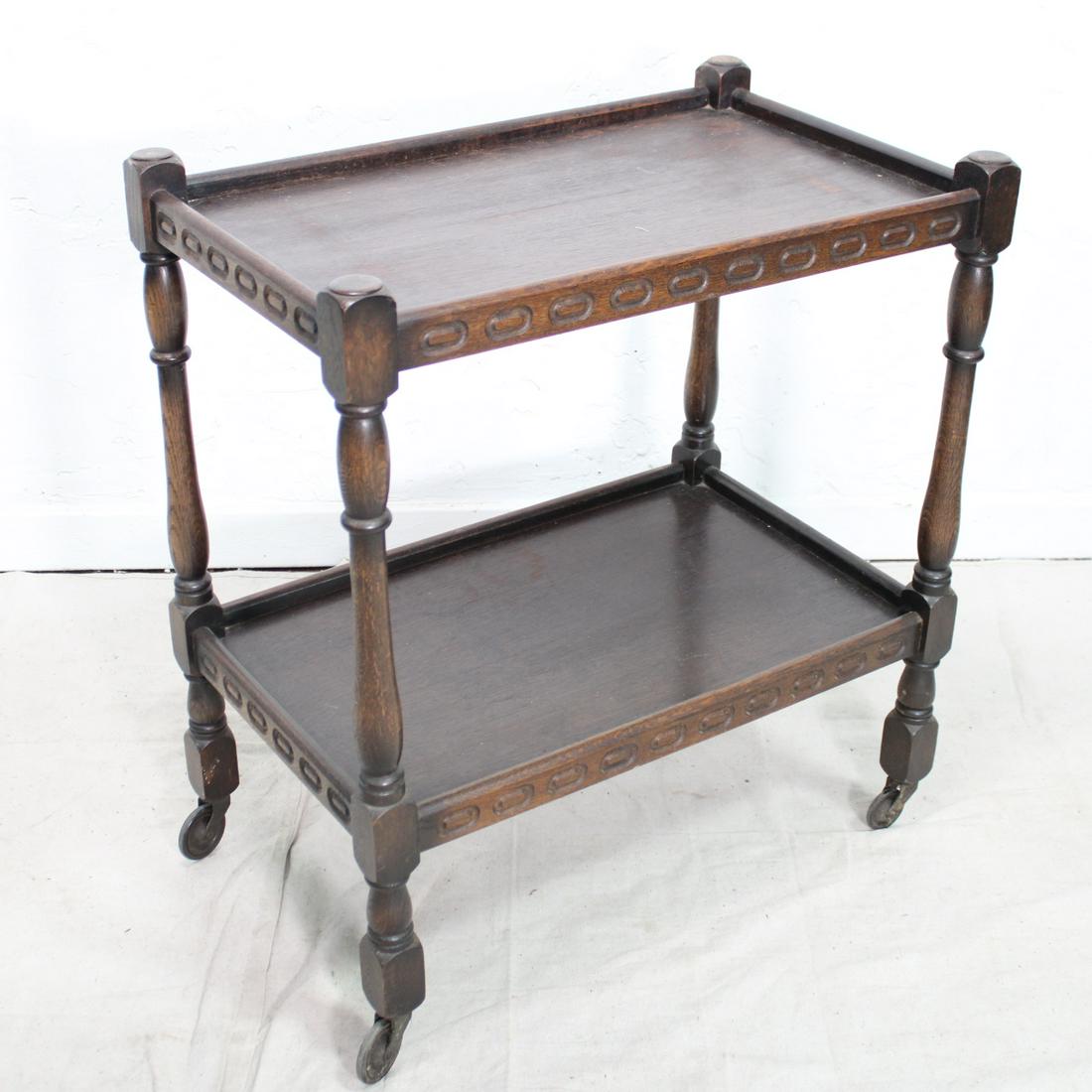 Oak Two Tier Trolley: Oak Two Tier Trolley From England - 30 tall x 28 x 18