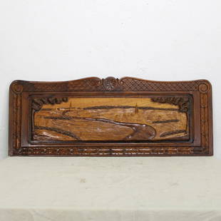 Carved French Plaque: Carved Breton Wall Plaque in Chestnut