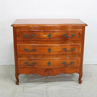 Louis XV Style Chest: Louis XV style Three Drawer commode in cherry