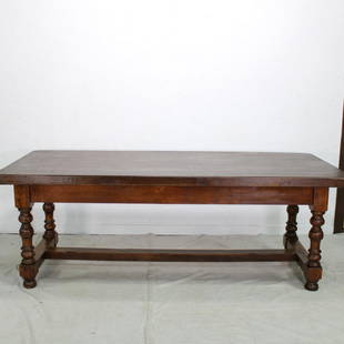 Solid Oak Farmhouse Table: French Farm Table in Solid Oak with turned legs.