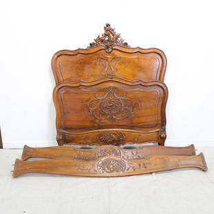 Louis XV style rocaille bed: French Louis XV style rocaille bed walnut