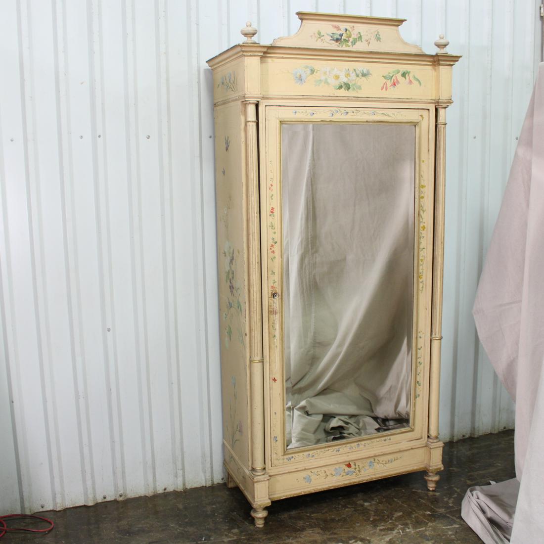 Louis XVI style hand painted French single door robe (1 of 8)