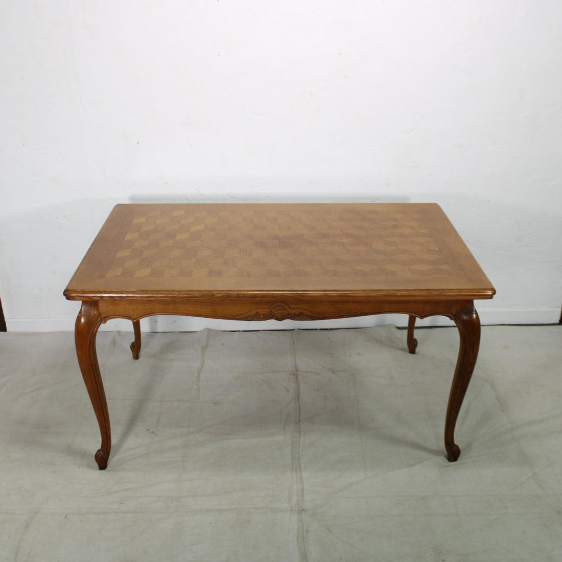 Country French Draw Leaf Table with Parquet Top (1 of 5)