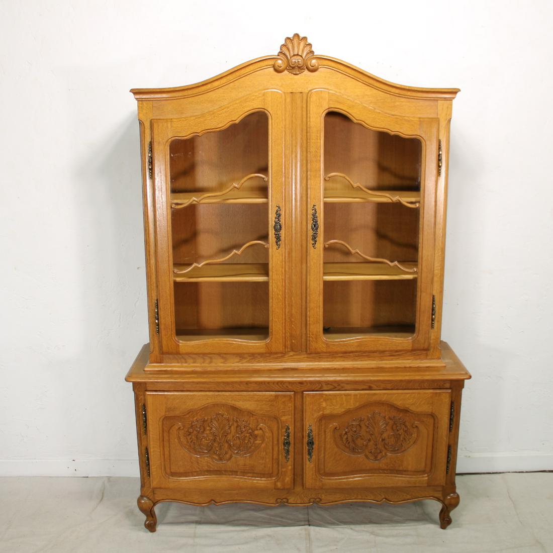 Country French Style China Cabinet in Oak (1 of 3)