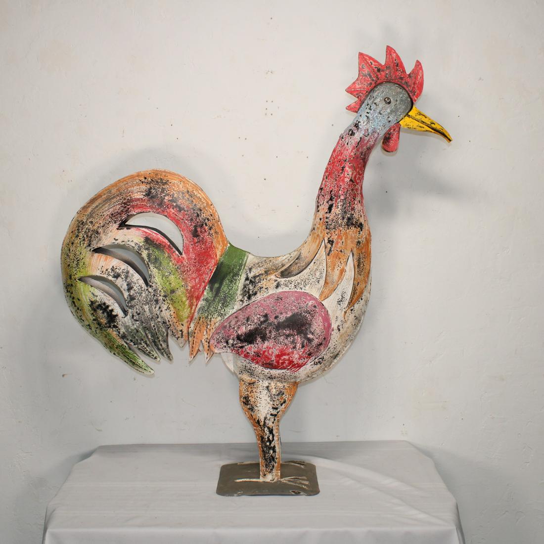 Large Painted Metal Rooster (1 of 3)