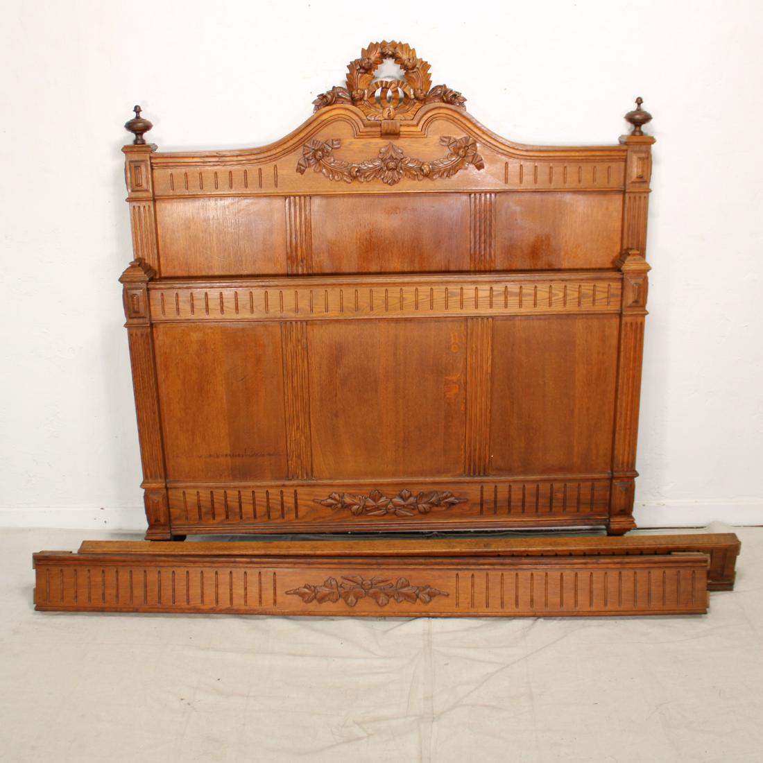 Carved Oak French Bed. (1 of 3)