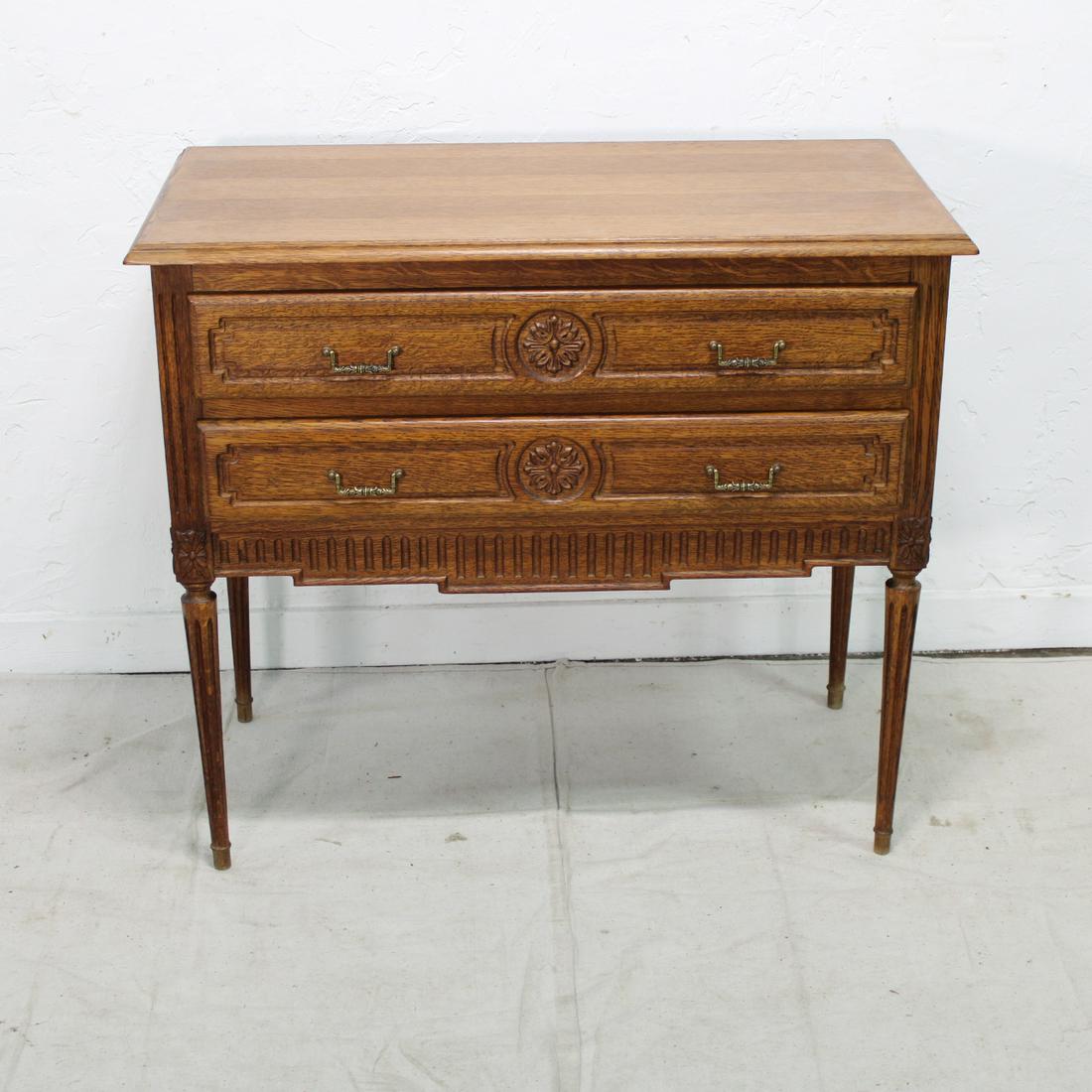 Two Drawer Commode in Oak on Tall Legs (1 of 3)
