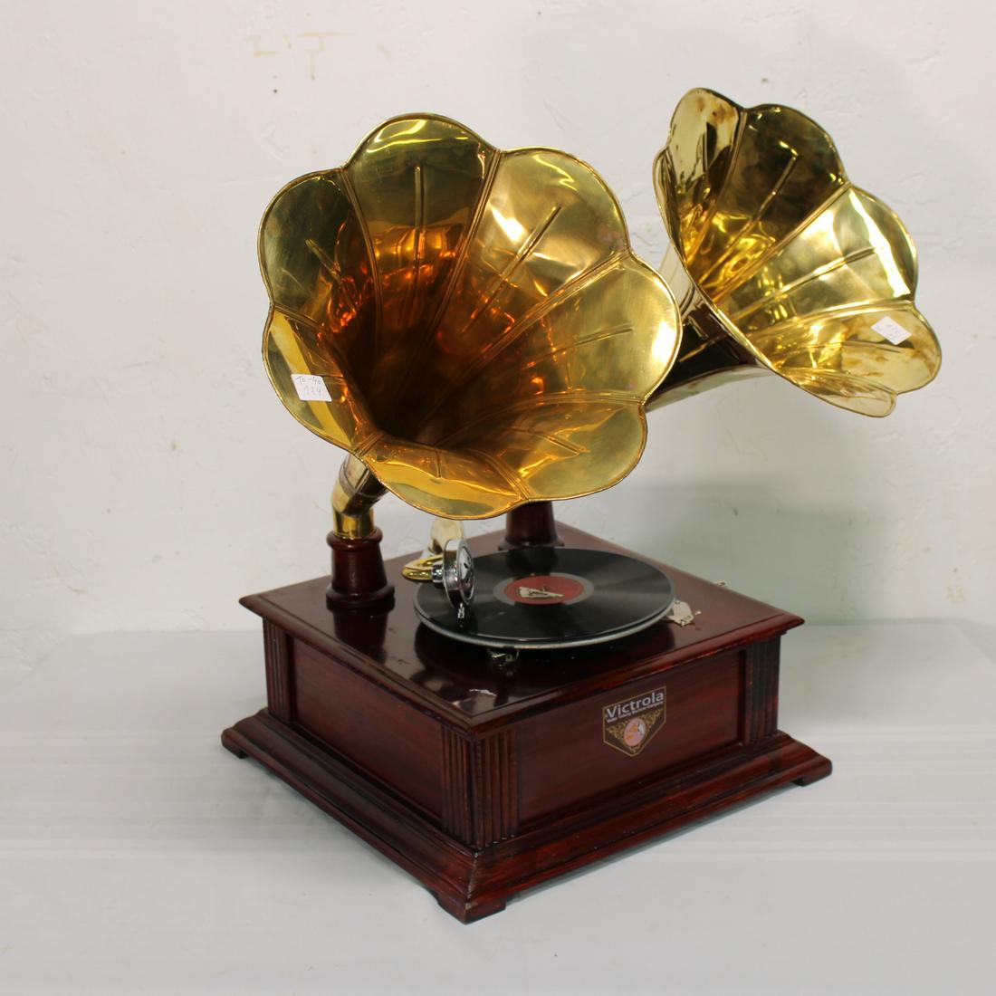 Victrola "Talking Machine" Gramophone with Two Cones (1 of 6)