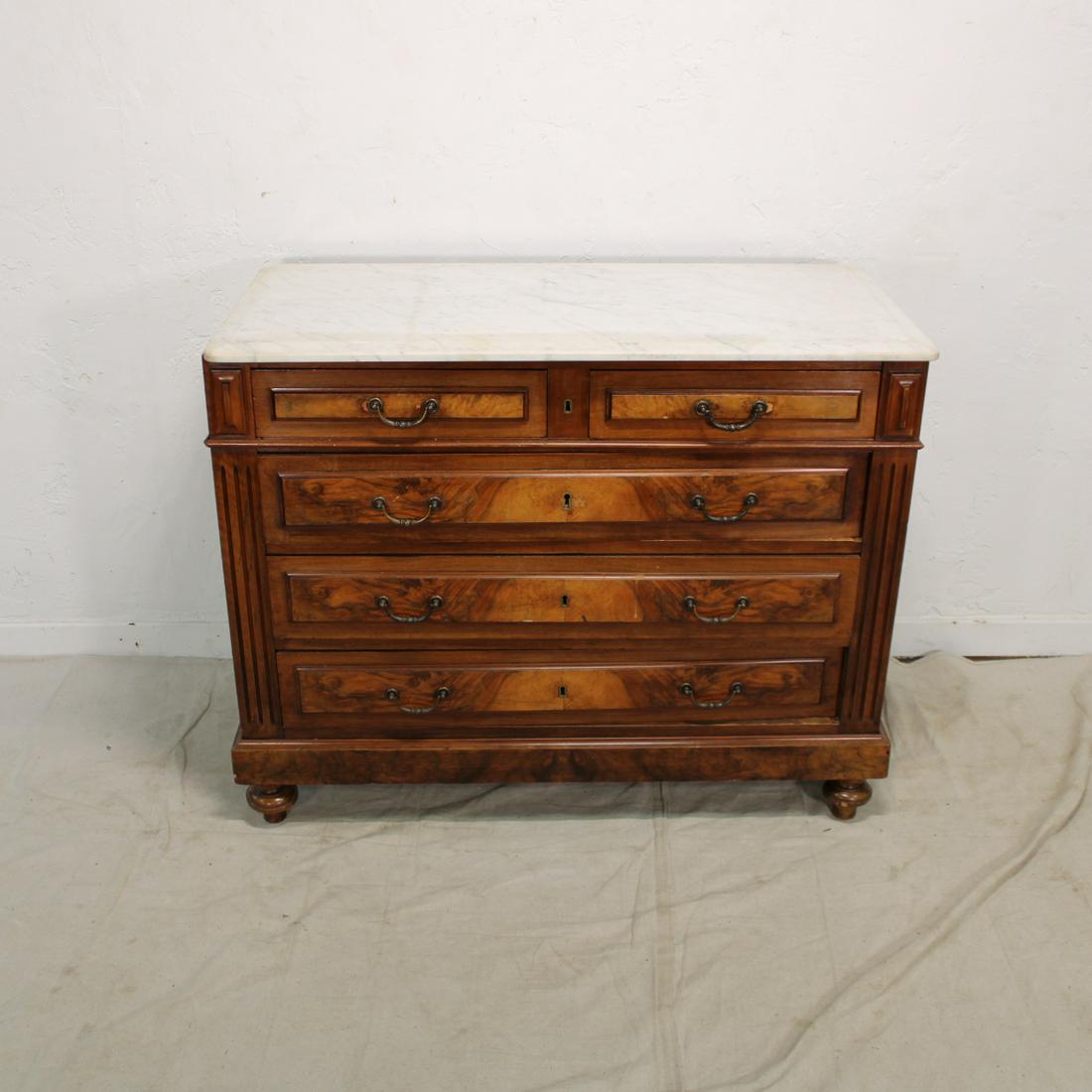 French Commode with White Marble Top & Four Drawers (1 of 5)