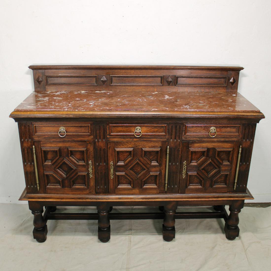 Three Door French Sideboard with Marble Top #1 (1 of 4)