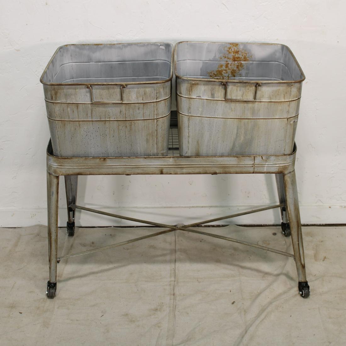 Two Wash Tubs on a Rolling Stand (1 of 4)