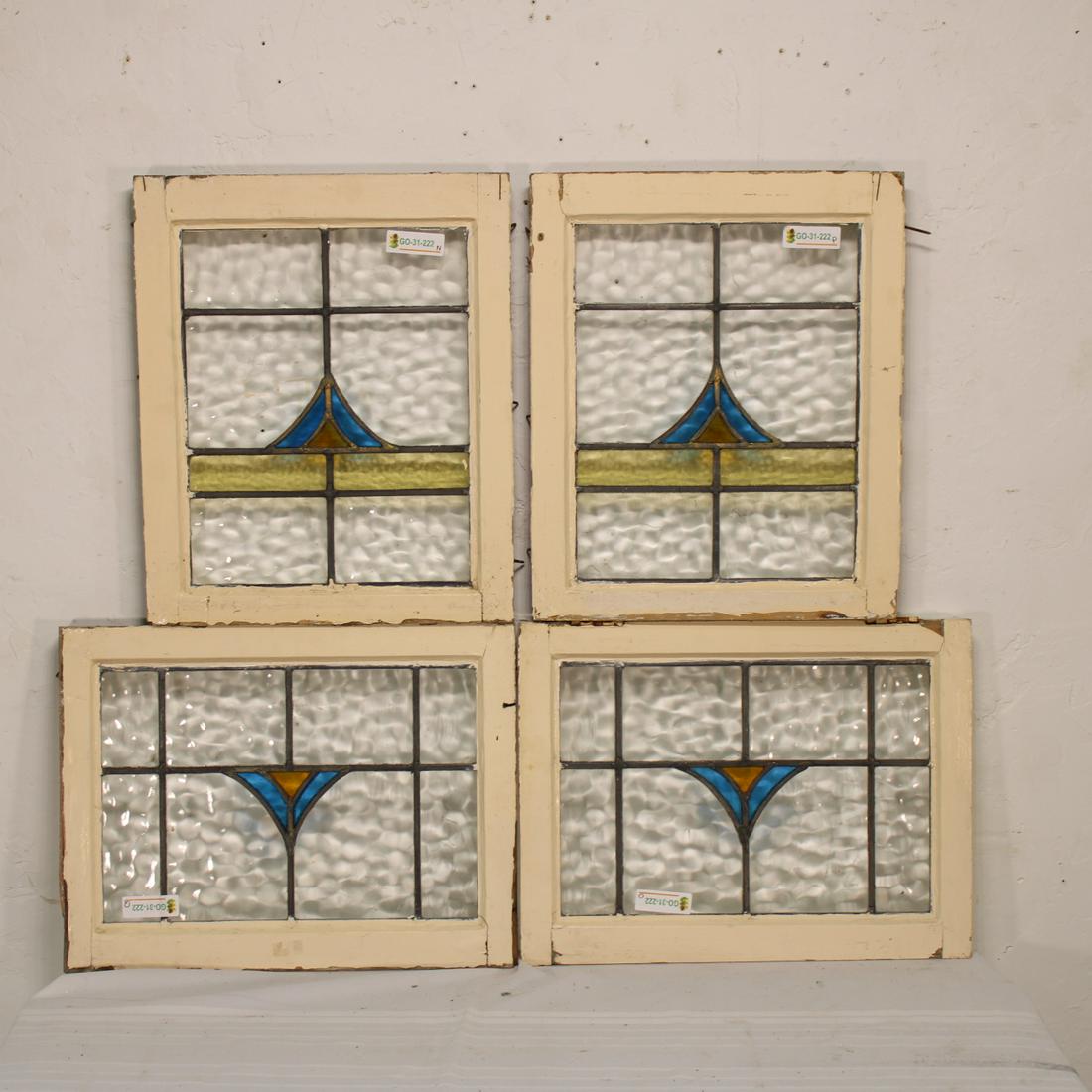 4 Stained Glass Windows in Original Frames -Yellow (1 of 3)