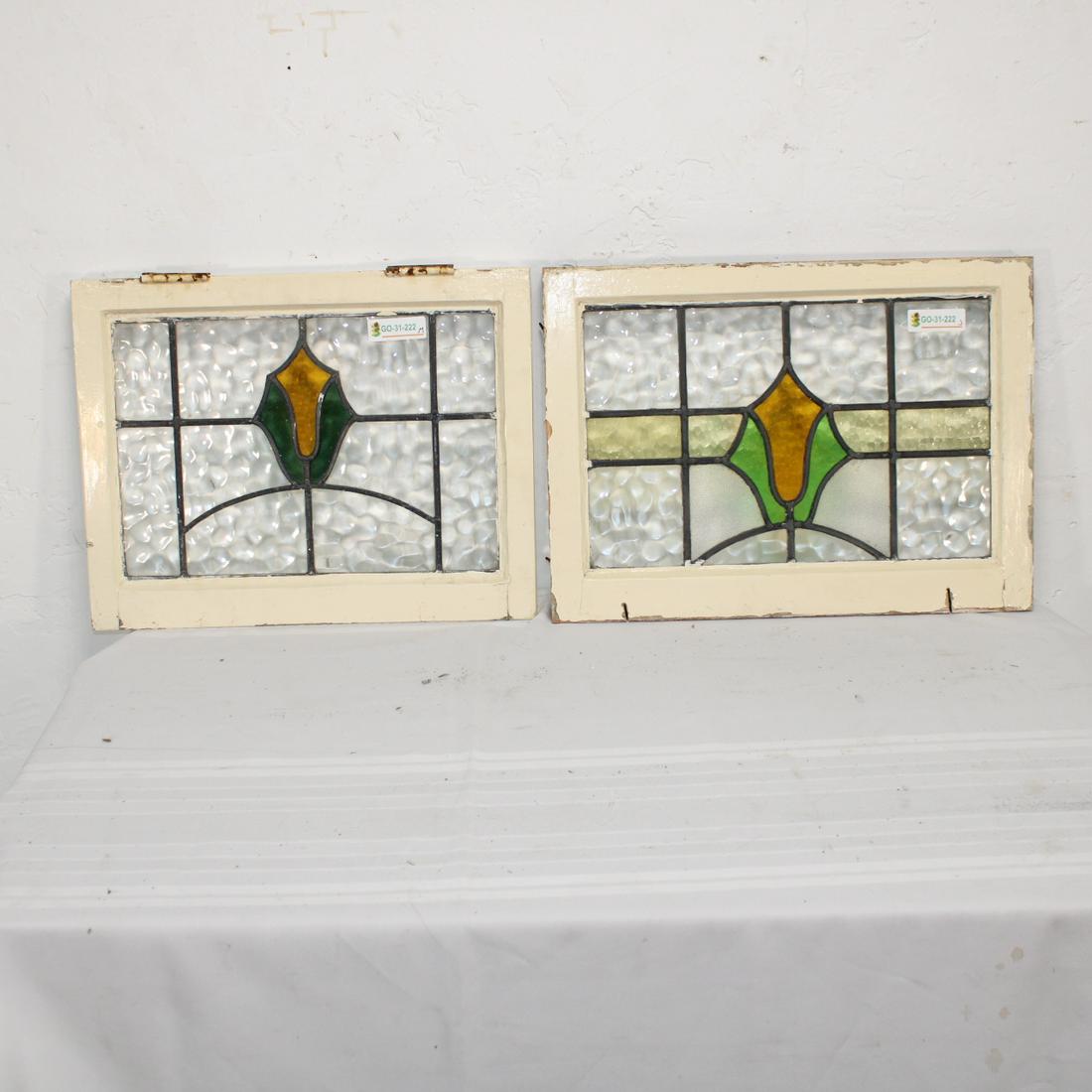 2  Stained Glass Windows  Original Frames - Yellow & (1 of 6)