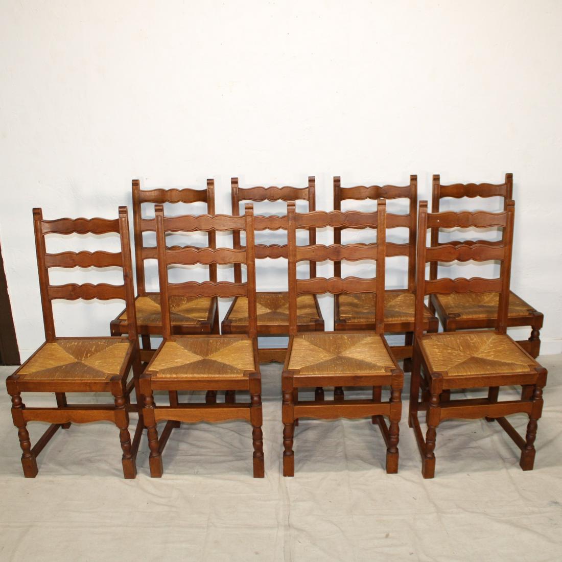 Set of 8 European Oak Ladderback Chairs (1 of 5)