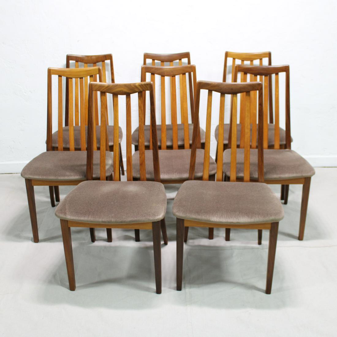 8 G-Plan Fresco High back Chairs in Teak: This set of 8 Danish Modern Style dining chairs are British and made by Mid Century Modern Furniture Maker G Plan ( Gplan ) - 36 in Tall x 19 wide x 18 deep